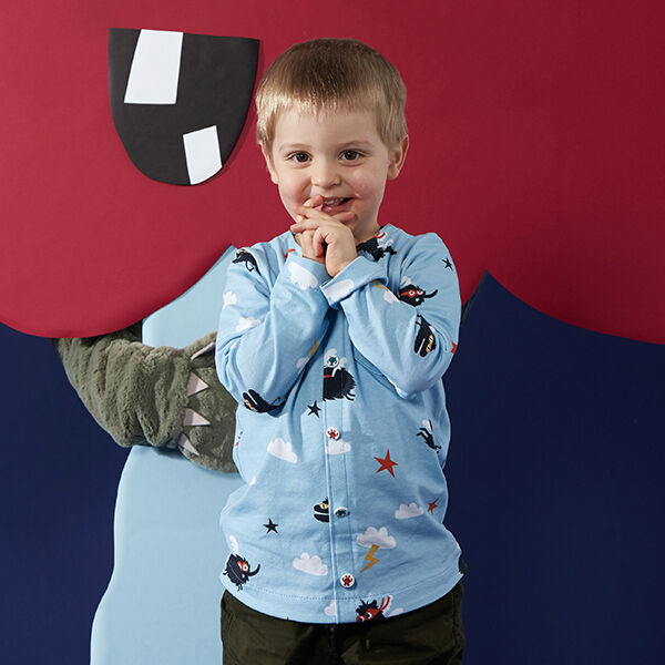 Baumwolljersey Superhelden-Monster | PETIT CITRON – babyblau, image number 7