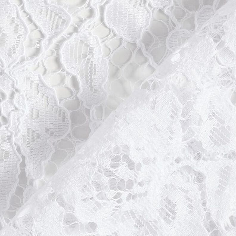 Spitzenstoff mit beidseitiger Bogenkante Blüten – weiss,  image number 5