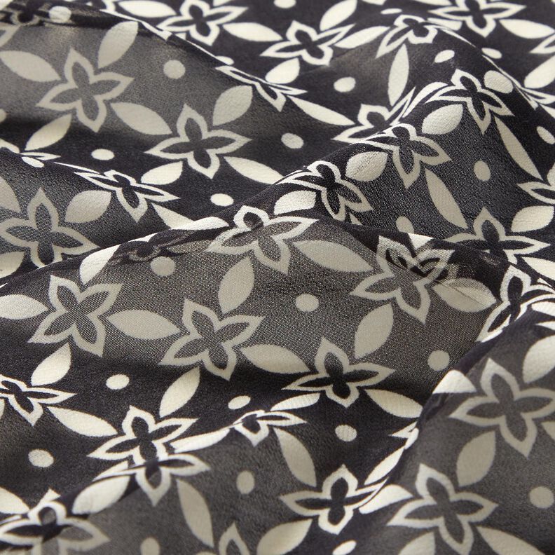 Chiffon Blumenornamente – schwarz/weiss,  image number 2