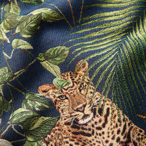 Dekostoff Gobelin Leoparden im Dschungel – blau/grün, 