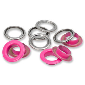 Ösen mit Scheiben [15 Stück | Ø 14 mm] | Prym – pink/silber metallic, 
