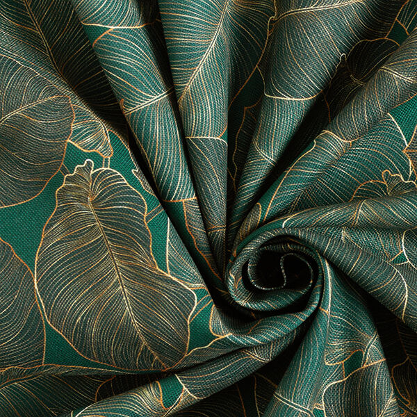 Dekostoff Canvas Blätter – dunkelgrün | Reststück 50cm