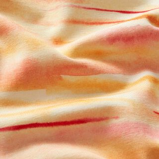 Baumwolljersey verwischte Aquarell-Streifen Digitaldruck – pfirsichorange/pink, 