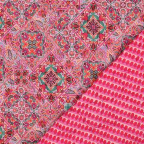 Steppstoff Doubleface Rauten | Poppy Fabrics – intensiv pink/tannengrün, 