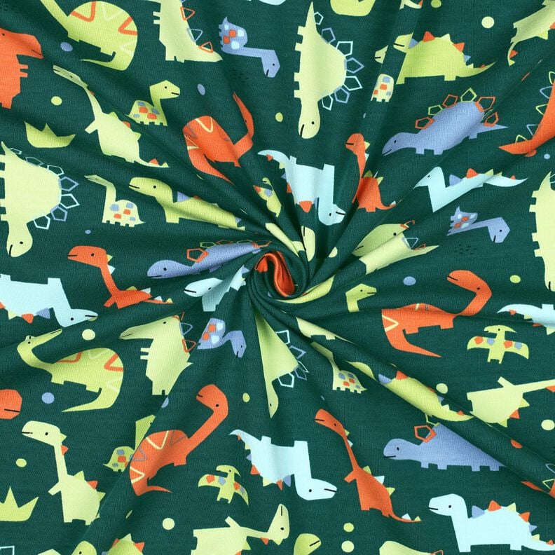 Sommersweat Dinos | Poppy Fabrics – blautanne/hellgrün, image number 3