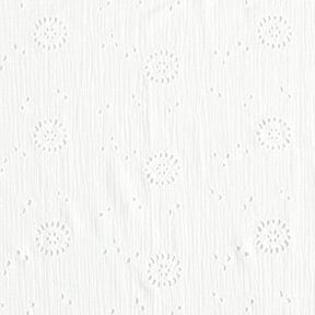 Musselin/ Doppel-Krinkel Gewebe Lochstickerei Blumen – weiss, 