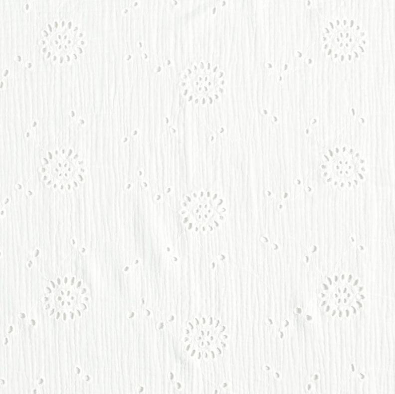Musselin/ Doppel-Krinkel Gewebe Lochstickerei Blumen – weiss,  image number 1