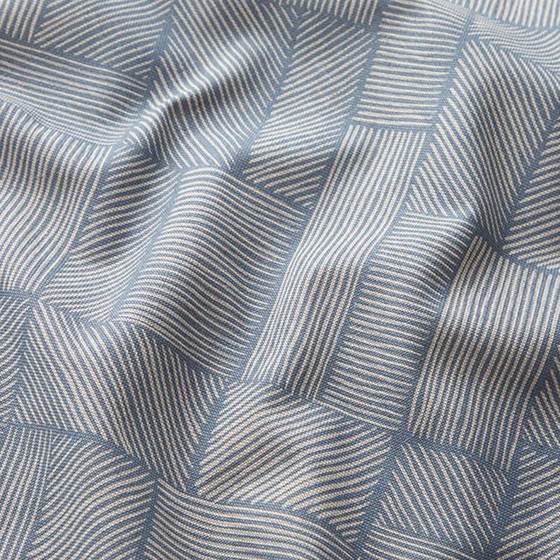 Dekostoff Halbpanama Linien-Patchwork – stahlblau/natur,  image number 2