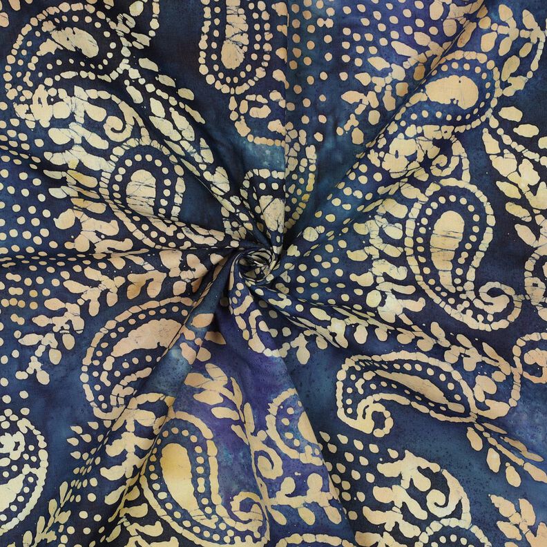 Feiner Baumwollbatist Batik Paisley – ozeanblau/sand,  image number 3