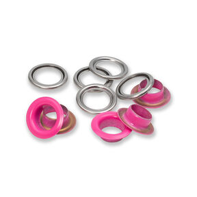 Ösen mit Scheiben [20 Stück | Ø 11 mm] | Prym – pink/silber metallic, 