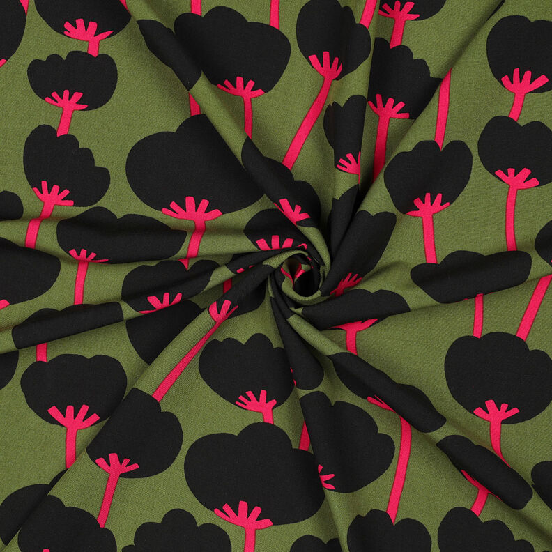 LENZING™ ECOVERO™ Viskosestoff Poppies | Nerida Hansen – oliv/schwarz,  image number 3