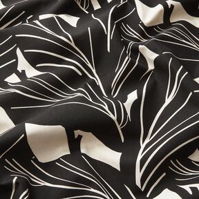 Dekostoff Panama elegante Blätter – schwarz/natur, 