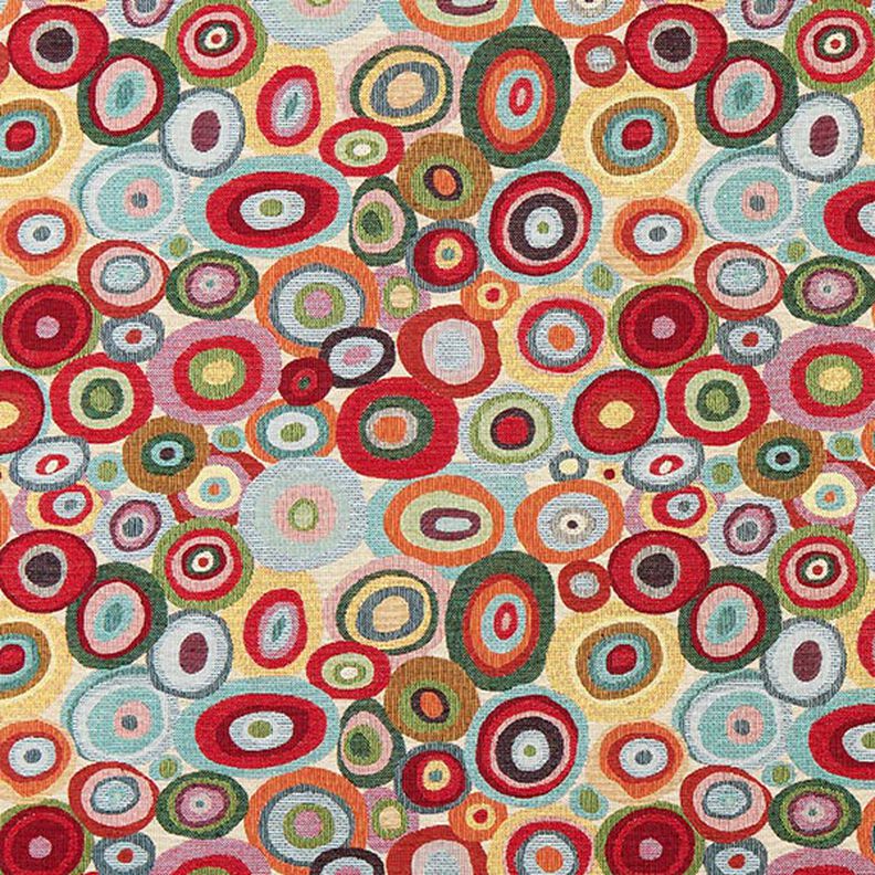 Dekostoff Gobelin bunte Kreise – hellbeige/karminrot, image number 1