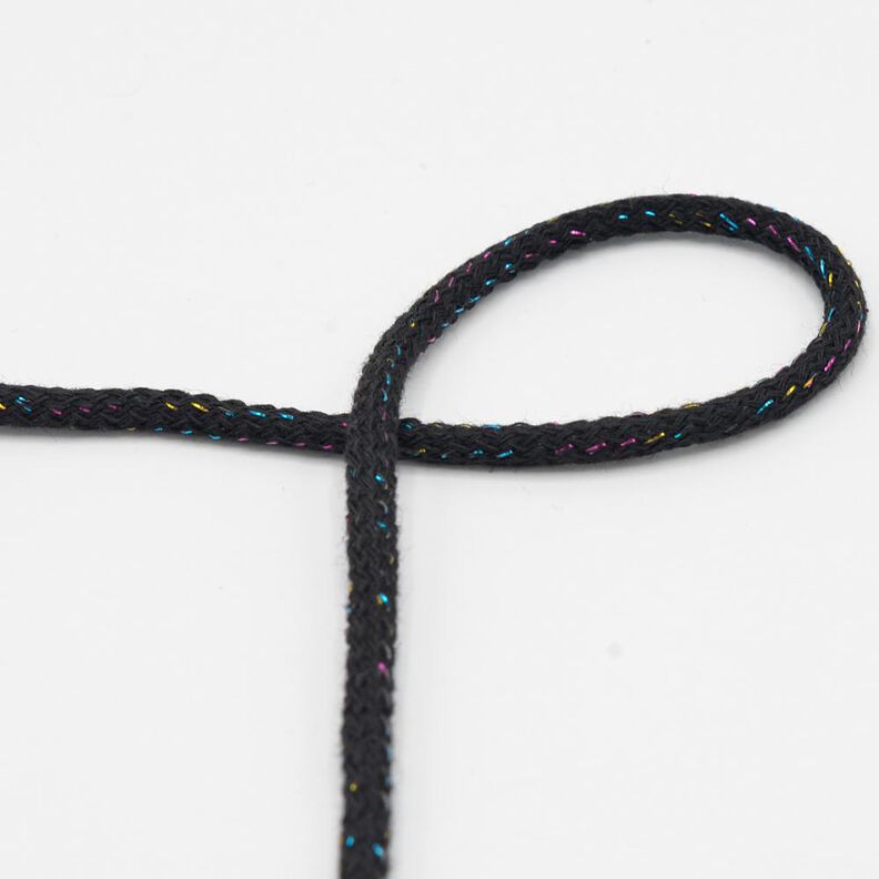 Baumwollkordel Lurex [Ø 5 mm] – schwarz,  image number 1