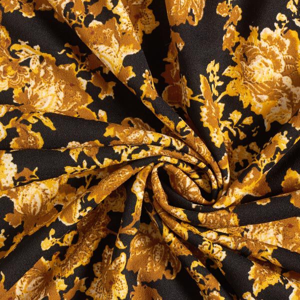 Interlockjersey Barockblumen – schwarz/gold, image number 3