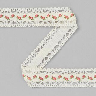 Spitzen-Ripsband Rosen [20 mm] - creme, 