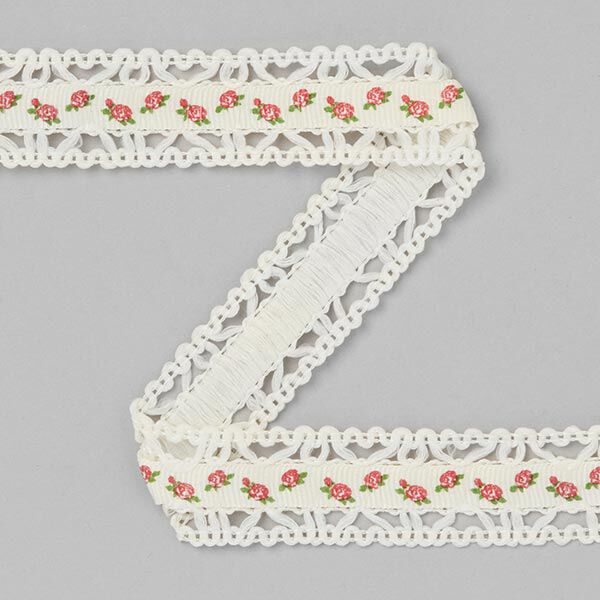 Spitzen-Ripsband Rosen [20 mm] - creme,  image number 1