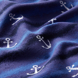 French Terry Sommersweat Anker – marineblau/weiss, 