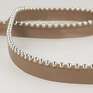 Paspel mit Metallperlen  [ Breite: 13 mm ] – dunkelbraun, 