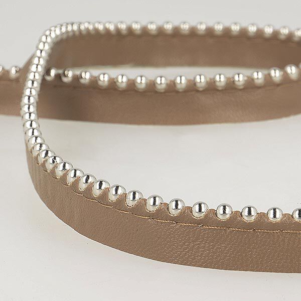 Paspel mit Metallperlen  [ Breite: 13 mm ] – dunkelbraun,  image number 1