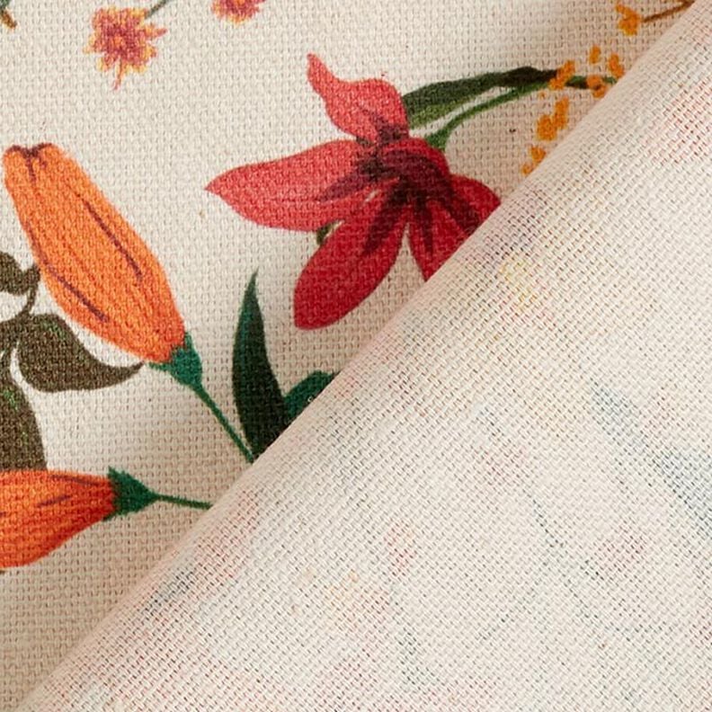 Dekostoff Halbpanama floral – apricot/natur, image number 4