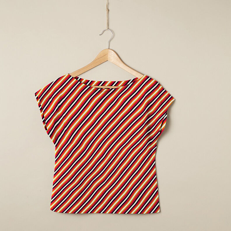 Viskosejersey diagonale Streifen – weiss,  image number 5