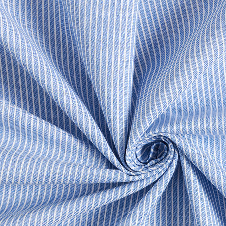 Blusenstoff Baumwoll-Mix Streifen – hellblau/weiss,  image number 3