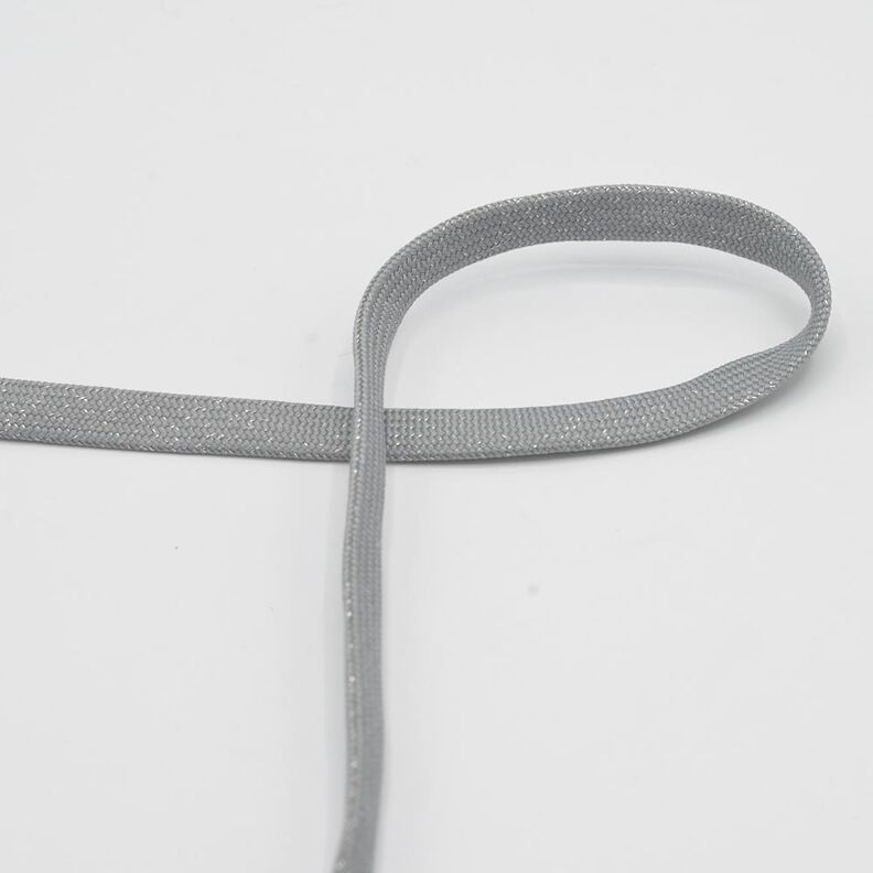 Flachkordel Hoodie Lurex [8 mm] – elefantengrau/silber metallic,  image number 1
