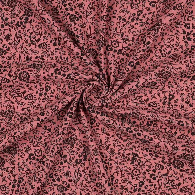 Musselin/ Doppel-Krinkel Gewebe bi-color Blümchen  | Poppy Fabrics – dunkelaltrosa/schwarz,  image number 3