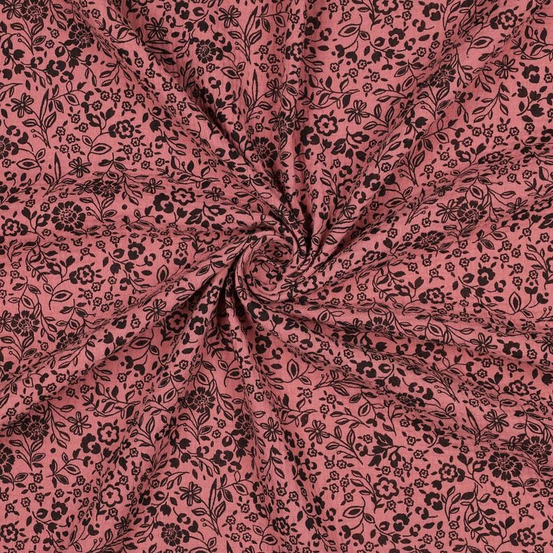 Musselin/ Doppel-Krinkel Gewebe bi-color Blümchen | Poppy Fabrics – dunkelaltrosa/schwarz, image number 3