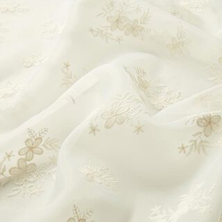 Organza Blumenstickerei – wollweiss, 