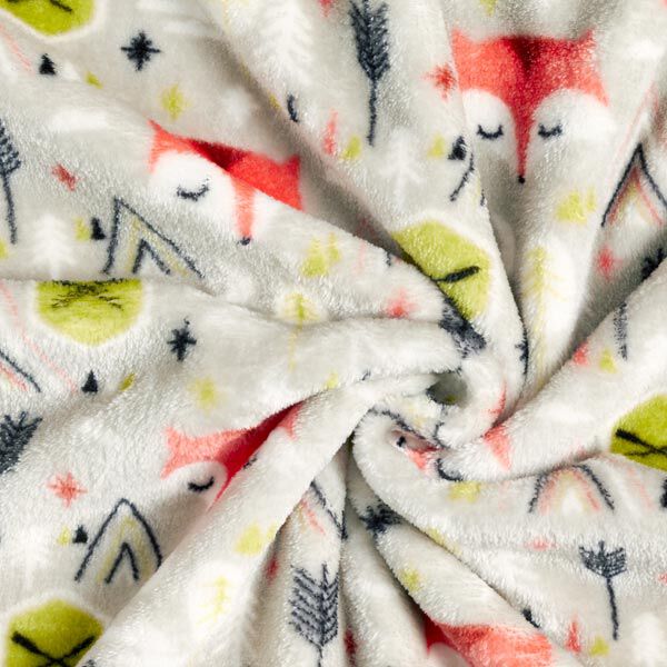 Wellnessfleece Doubleface Fuchs – hellgrau/kirschrot, image number 3