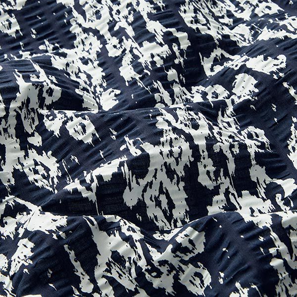 Seersucker verwischte Flecken – marineblau | Reststück 100cm