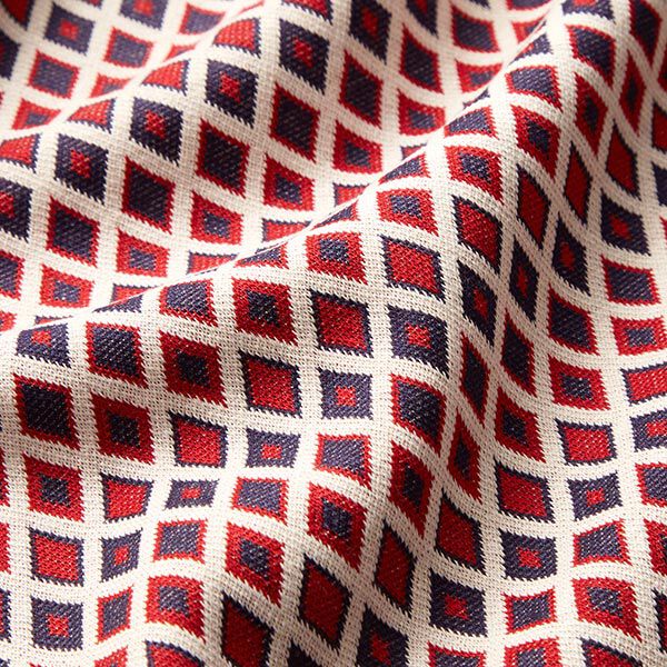 Strickjacquard Rauten – rot/marineblau | Reststück 100cm