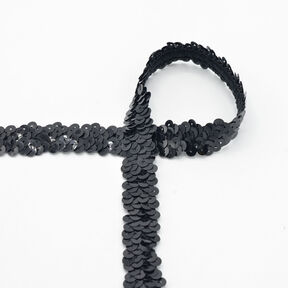 Elastische Paillettenborte [20 mm] – schwarz, 