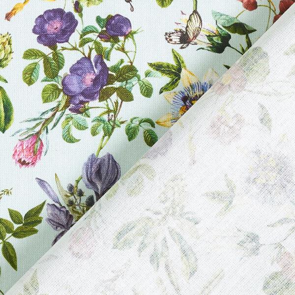 Baumwollstoff Popeline Blumenpracht – hellblau | Reststück 50cm