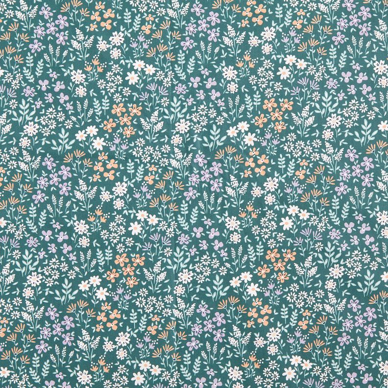 Beschichtete Baumwolle bunte Blumenwiese – blautanne/flieder,  image number 1
