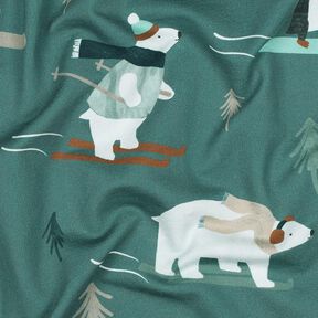 French Terry Sommersweat Wintersport-Tiere Digitaldruck | Poppy Fabrics – hellpetrol/eisblau, 