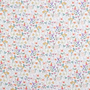 Musselin/ Doppel-Krinkel Gewebe Aquarell Blumenwiese Digitaldruck | Poppy Fabrics – weiss, 