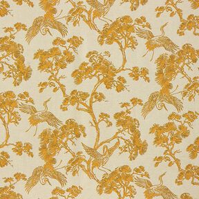 Dekostoff Canvas chinesischer Kranich - beige/currygelb, 