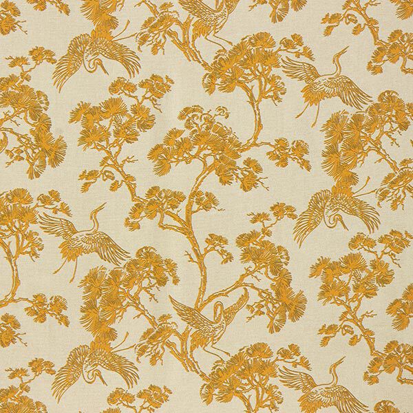 Dekostoff Canvas chinesischer Kranich - anemone/currygelb,  image number 1
