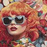 Dekostoff Gobelin famose Frauen – karminrot/hellbeige,  thumbnail number 5