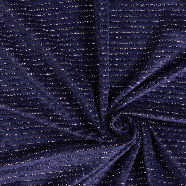 Nicki Stoff Glitzerstreifen – marineblau/silber metallic, image number 3