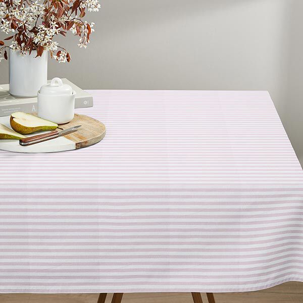 Dekostoff Halbpanama Längsstreifen – rosé/weiss | Reststück 50cm,  image number 8