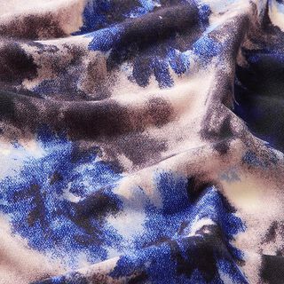 Polyesterjersey Batik-Blumen – königsblau, 