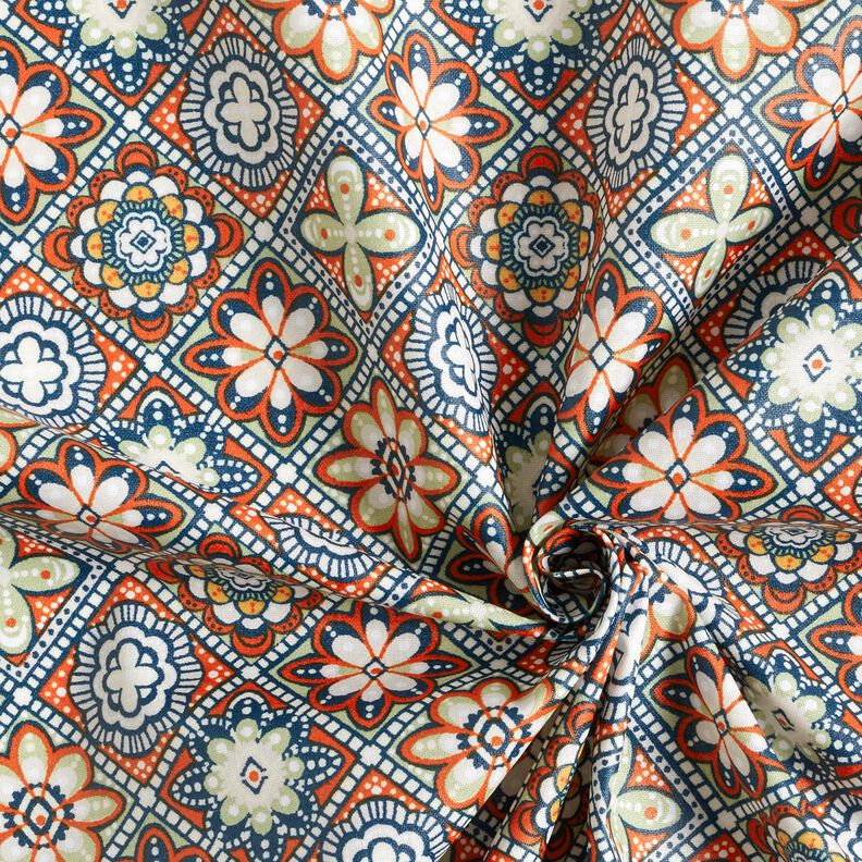 Beschichtete Baumwolle kunstvolle Fliesen – terracotta/salbei,  image number 4