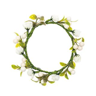 Deko Blumenkranz mit Beeren [Ø 9 cm/ 14 cm] – weiss/grün, 