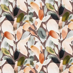 Baumwolljersey Aquarellblüten Digitaldruck – kupfer/pistazie, 