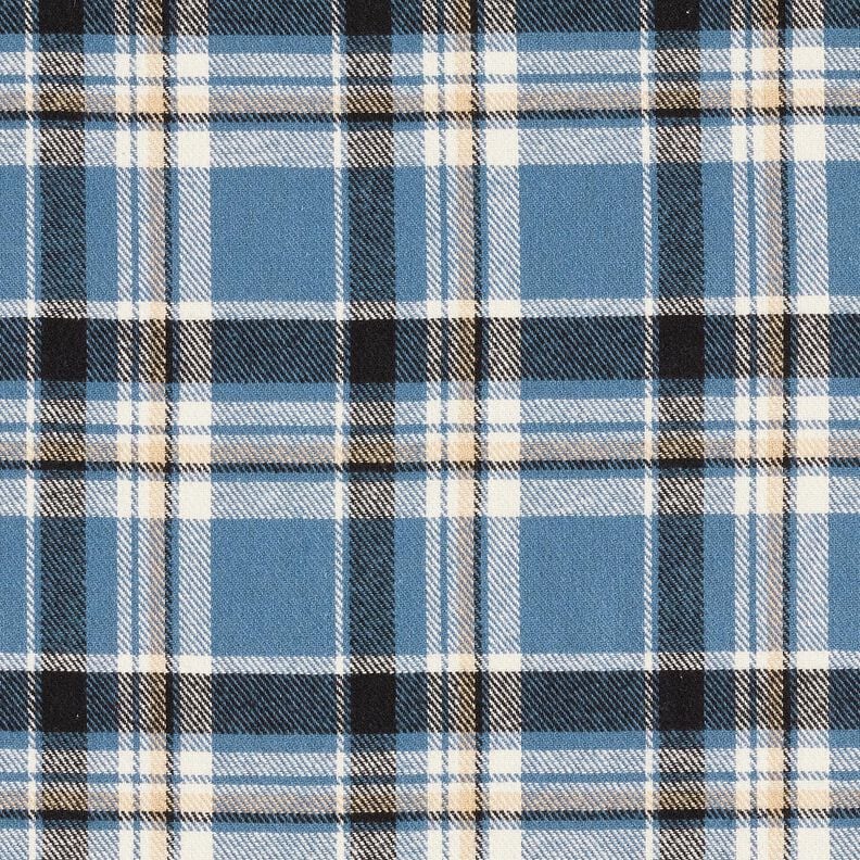 Baumwollflanell Karo – jeansblau/schwarz, image number 1