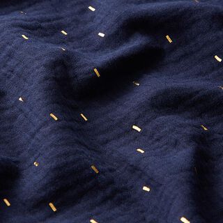 Musselin Foliendruck Rechteck | by Poppy – marineblau | Reststück 100cm